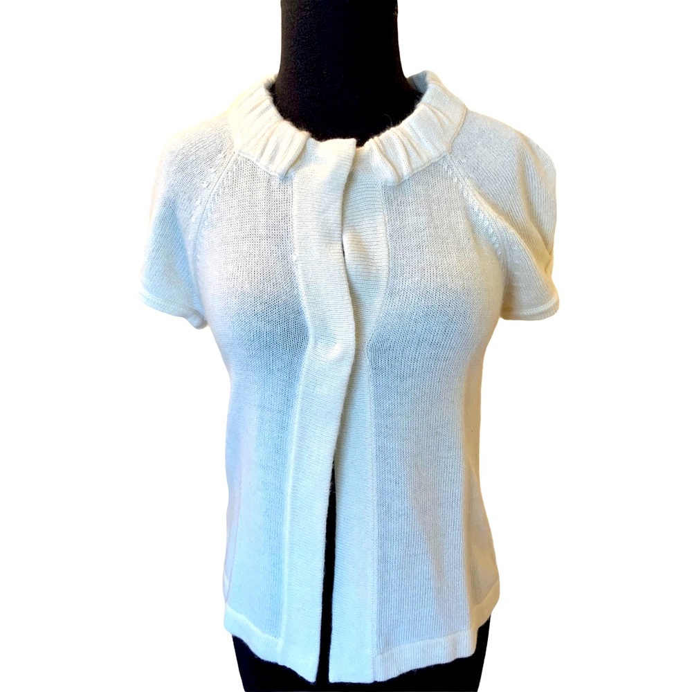 Loft Two Button Sweater Top Ivory